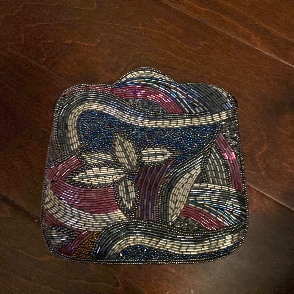 Vintage black and red beaded purse